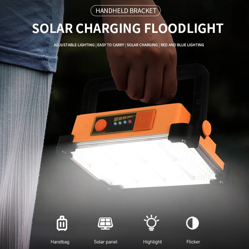 144LED Solar Emergency Lamp 100W Bright Floodlight 3600mAh USB Rechargeable Portable Camping Lantern 4-speed Dimmable Work Light