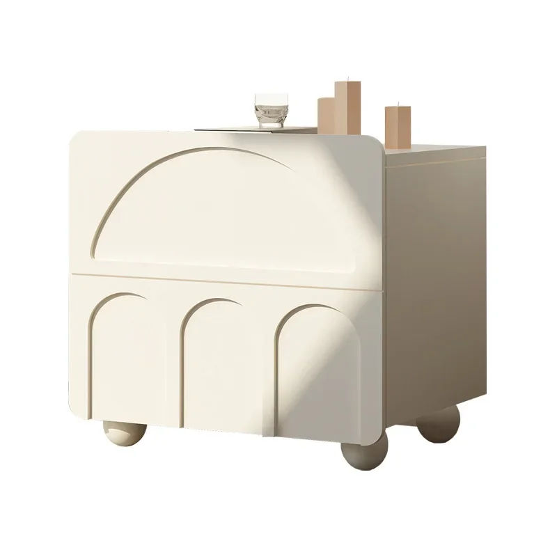 

French milk wind oil solid wood bedside table bedroom light luxury high sense simple modern Internet celebrity small bedside