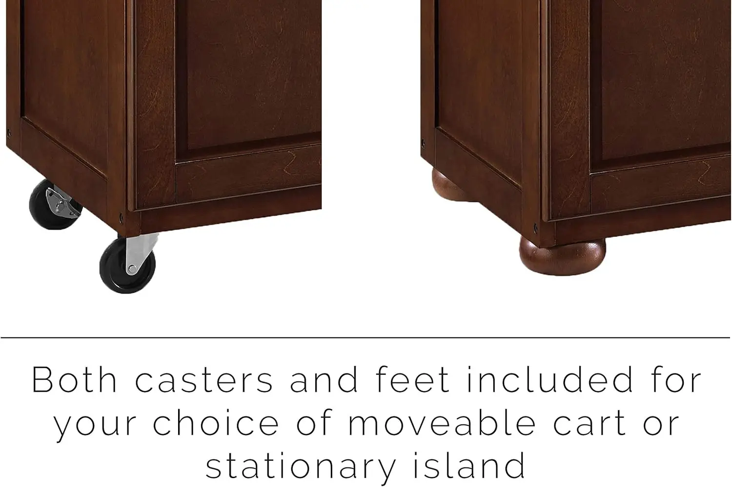 Crosley Furniture Eleanor Full Size Kitchen Cart with Natural Wood Top, Mahogany