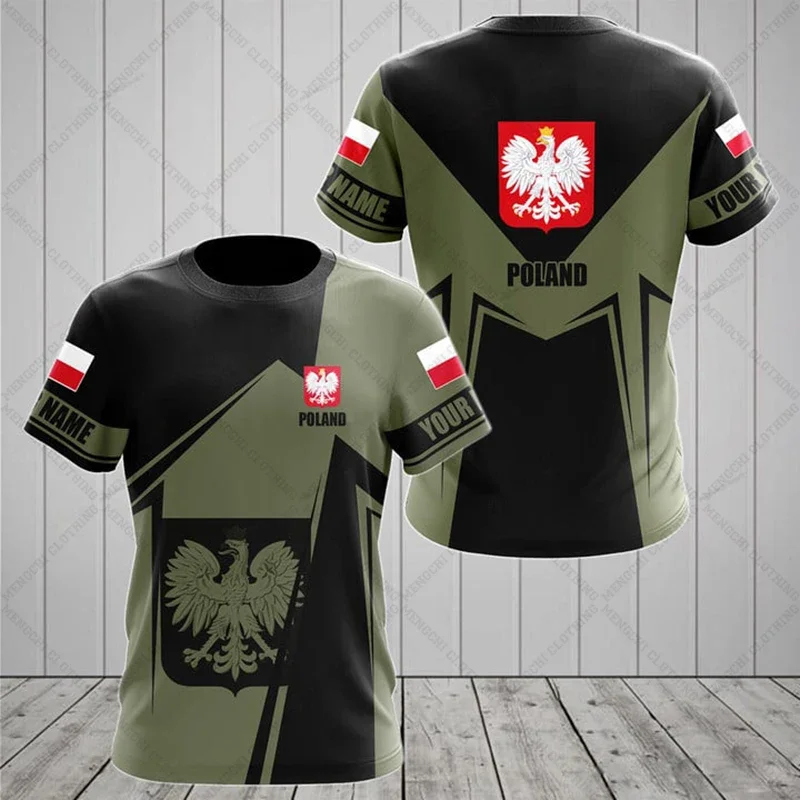 Polski Graphic Custom Name Men\'s Women\'s Short Sleeved Fashion Personalized Sports Style Short Sleeved Round Neck Casual T-shirt