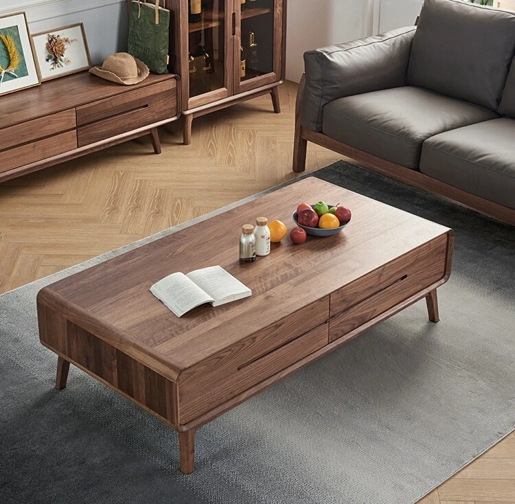 

Customizable North American black walnut coffee table simple all solid wood coffee table Nordic living room furniture