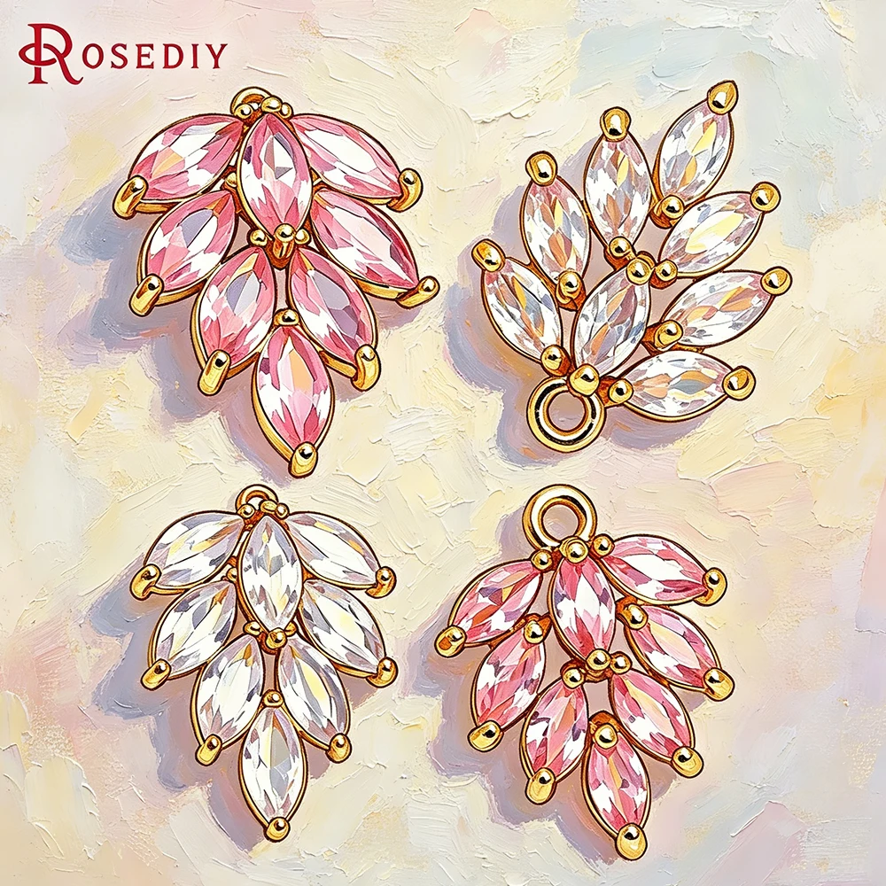 

6PCS 18K Gold Color Brass Zircon Tree Leaf Shape Charms Pendants High Quality Jewelry Making Necklace Earrings Diy Accessories