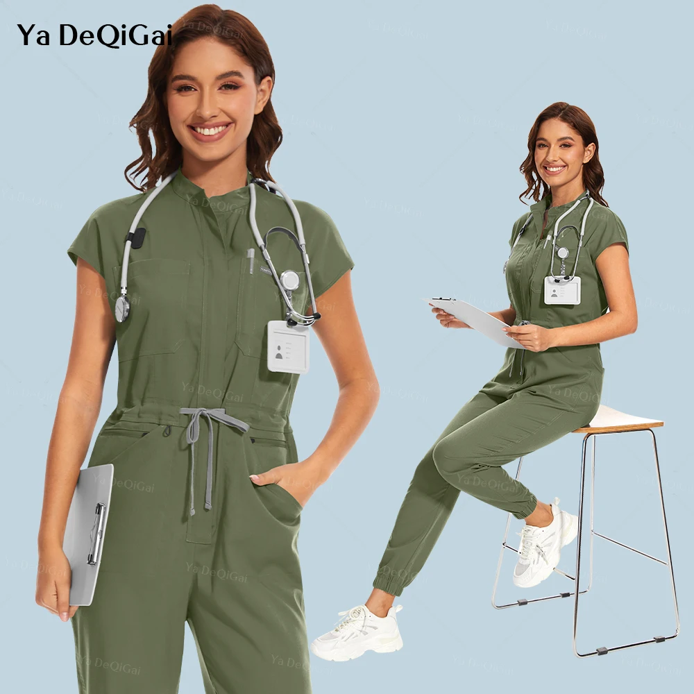 New Jumpsuits Medical Scrubs Uniform Short Sleeve Nursing Workwear Nursing Uniforms Women Men Pet Doctor Scrub Medical Workwear