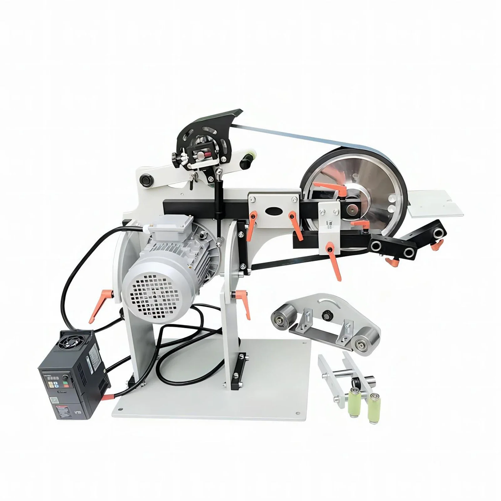 Easy To Use Industrial Metal Small Parts Sand Belt Grinding Polishing Machine With Three Grinding Heads