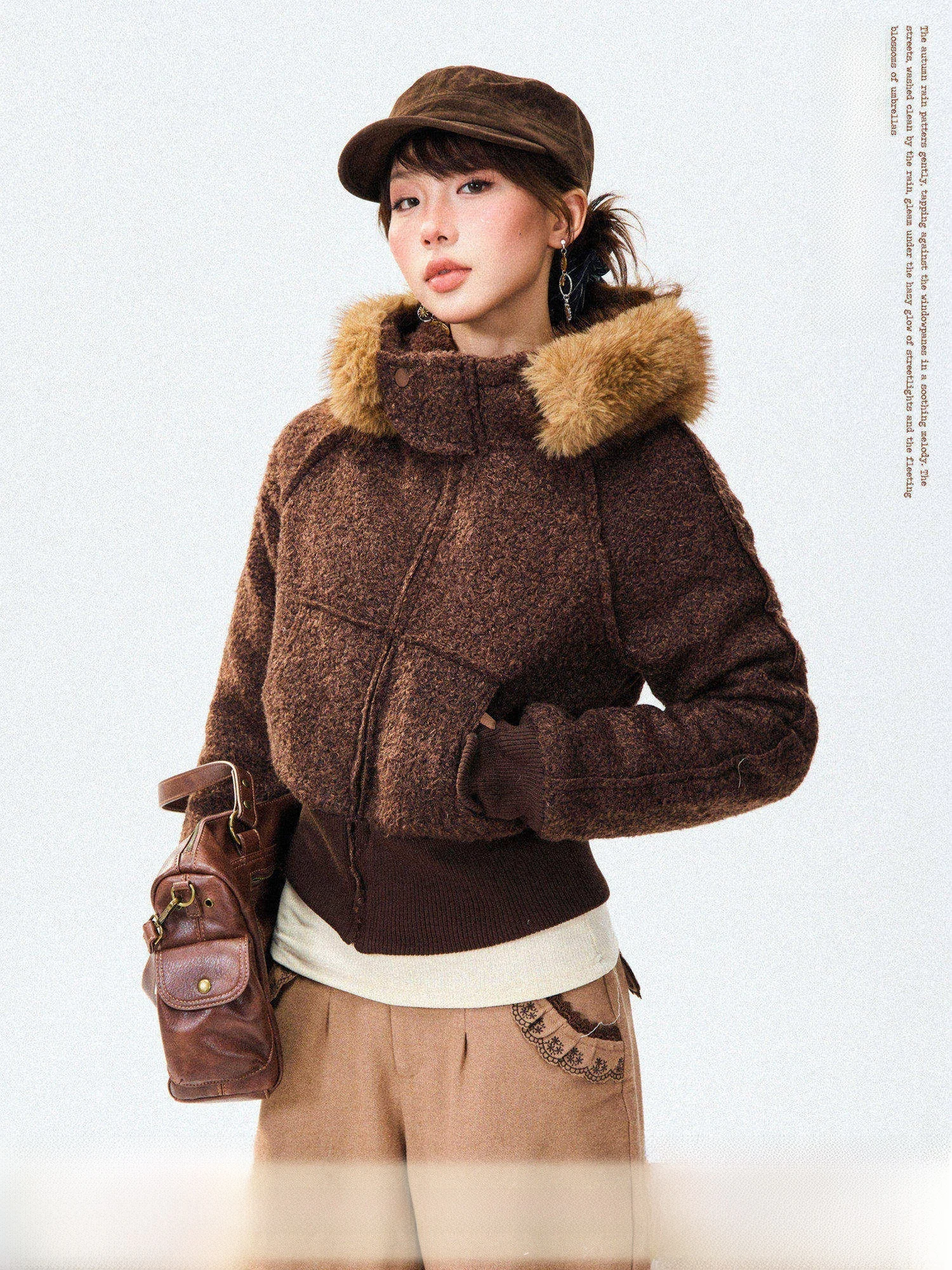 

Женская зимняя шерстяная куртка Young Stage в американском ретро-стиле, приталенная, с флисовой подкладкой, на молнии, длинная