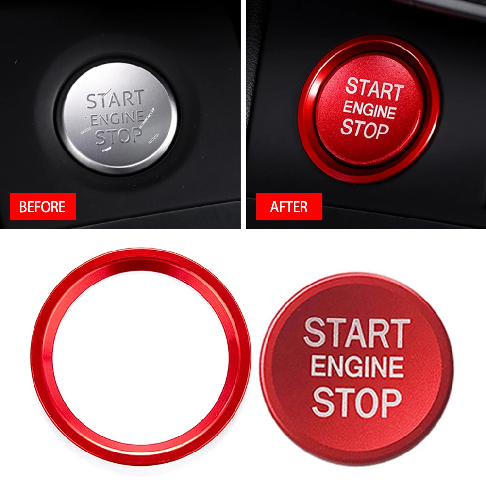 Para audi a4 a5 b9 b8 bt a7 c7 4gb q5 8r auto motor start stop botão capa anel de ignição decoração acessórios do carro