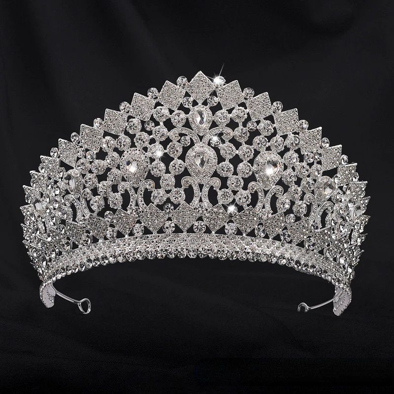 Bride Vintage Tiara Princess Birthday Party Gift Cross Border Crystal Grand Tiara Queen Court-style Tiara Ornaments