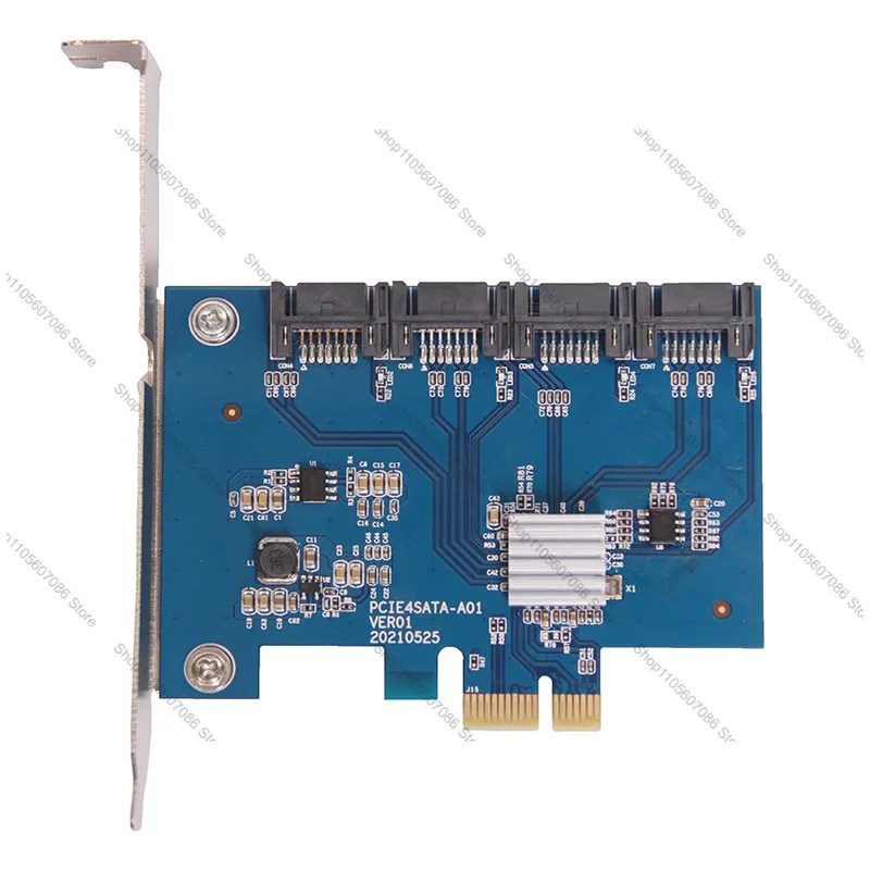 PCI-E To SATA3.0 Expansion Card 4-port SSD Solid State Drive Adapter Card 6G Drive-free