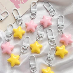 Cute Milk Yellow Pink Stars Keychain Chubby Pendant Keyring For Girls Gifts Backpack Charm Headphone Case Accessories