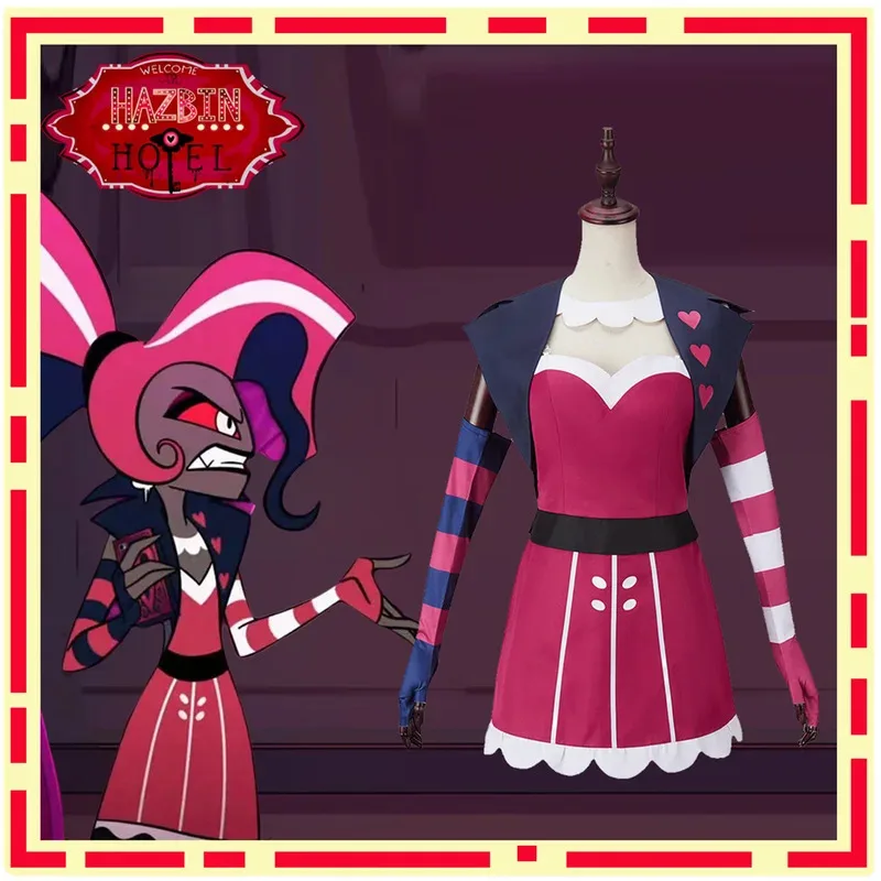 

2024 New Velvet Cosplay Costume Red Dress with Gloves for Halloween Party
