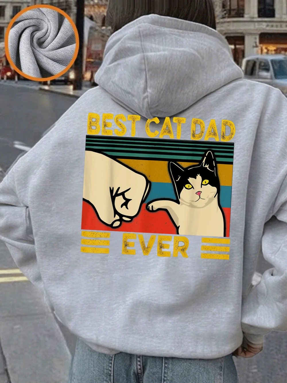 Beste Kat Papa Ooit Afdrukken Hoodies Dames Winter Fleece Warme Truien Casual Pocket Sweatshirts Basics Sportieve Dameskleding