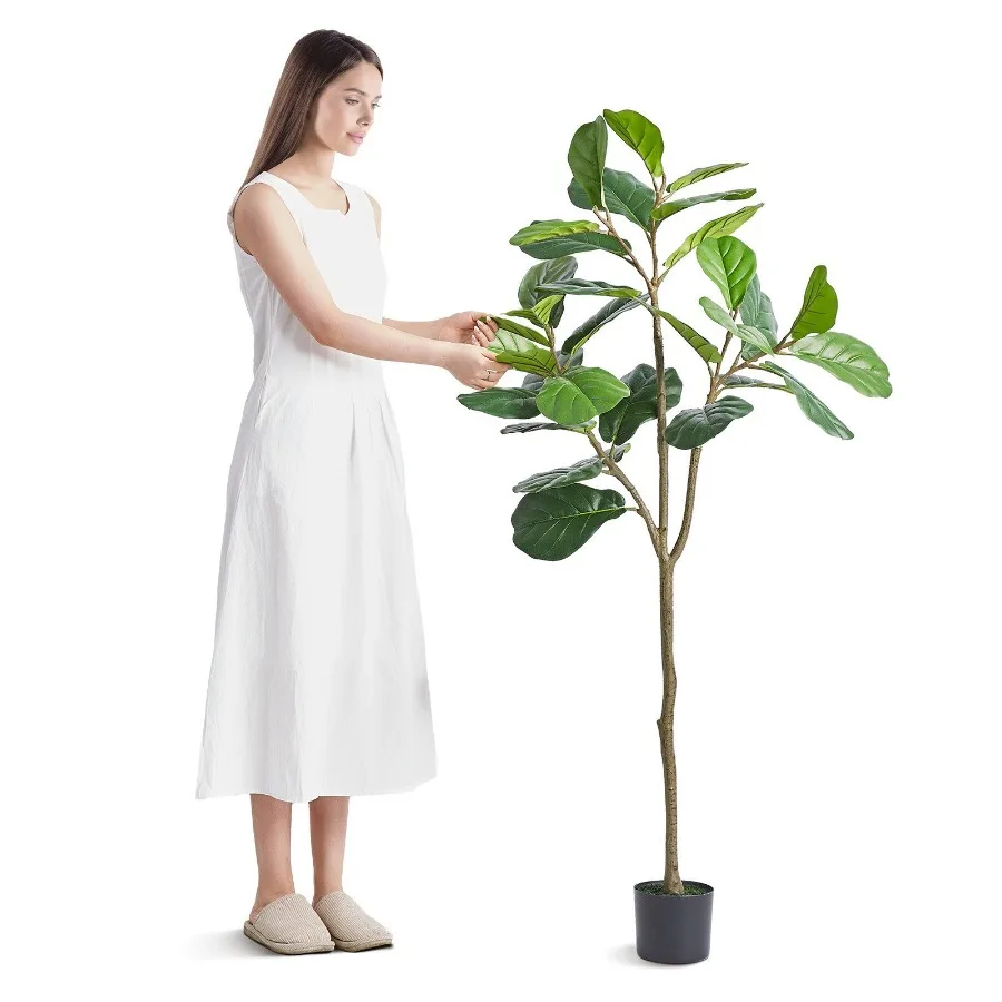 

Artificial Fiddle Leaf Fig Tree 5 FT Secure PE Material AntiTip Tilt Protection LowMaintenance Faux Plant Lifelike Green Fake