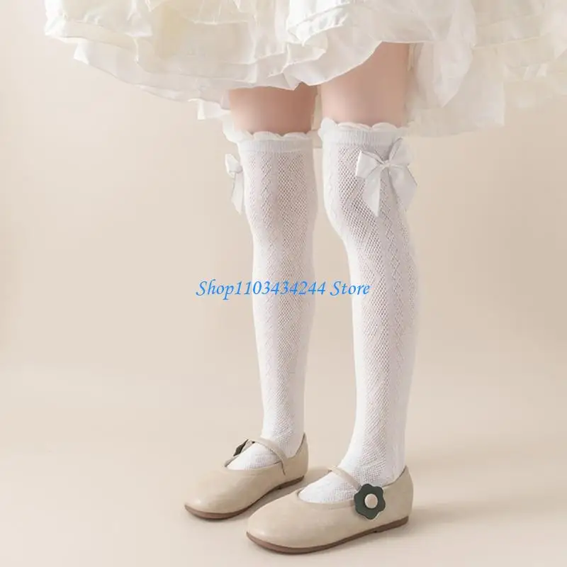 

Girl Over the Knee Socks Ruffle Trim Socks Nonslip Stockings for School Event