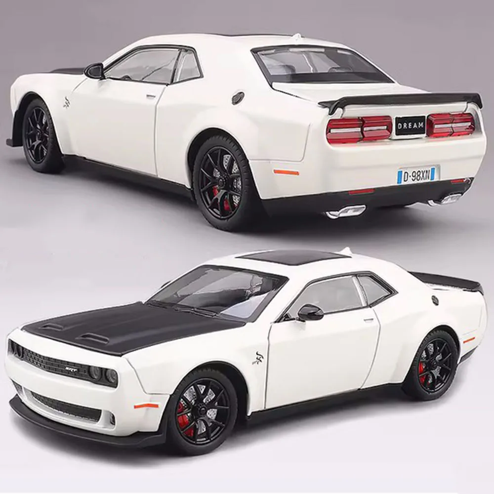 

1:24 Challenger SRT Hellcat Toys Sports Cars Models Alloy Diecast Sound Light Police Car Doors Opened Vehicles Christmas Gifts