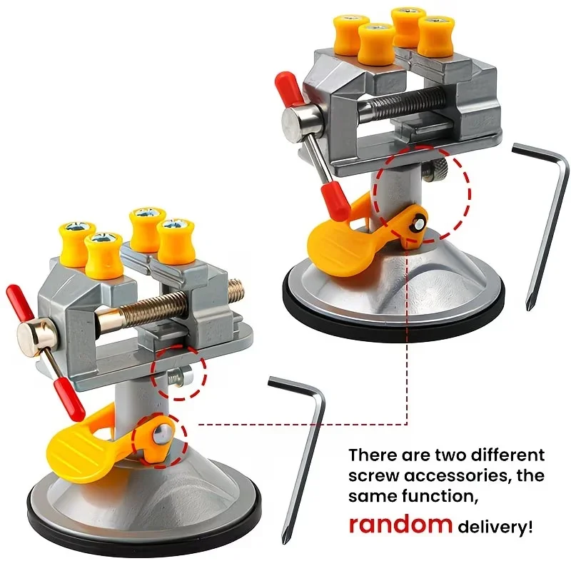 1Set Heavy Duty Mini Bench Vise with Suction Cup Base, 360° Rotatable Compact Table Clamp for Woodworking & Metal Craft