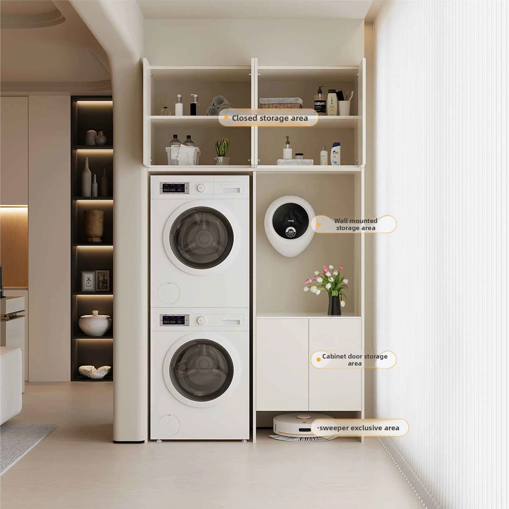 LMM solid wood moisture-proof balcony laundry cabinet integrated combination laundry storage cabinet