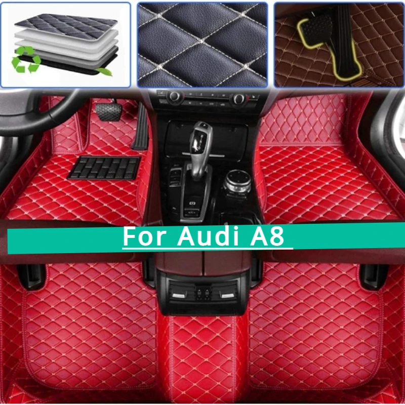 

Custom Car Floor Mats For Audi A8 (4/5seat) Anti-Skid Luxury Leather Full Coverage Front Rear auto Accessories 2000-2024