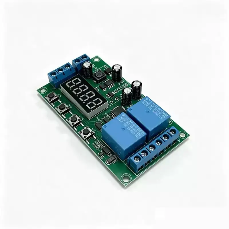 2026 New YF-7 Dual Channel Delay Relay Module AC 220V Digital Display Cycle Pulse Timer Switch Board For Automation Control