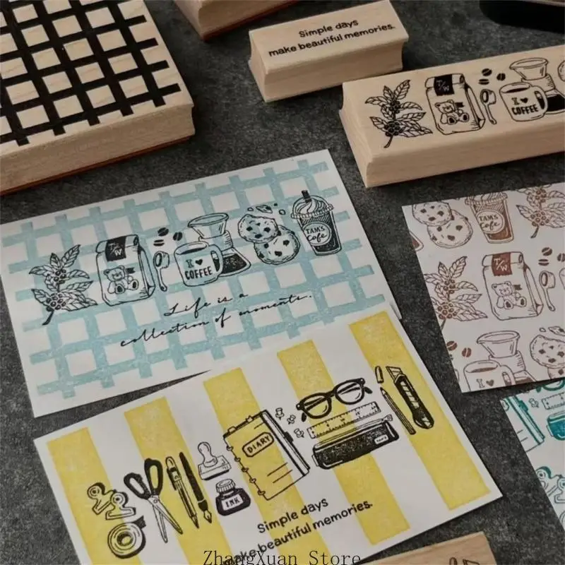 Rechteckiger Bastelstempel aus Holz für Tagebücher, Collagen und Geschenkverpackungen 3XUF – Detail 10