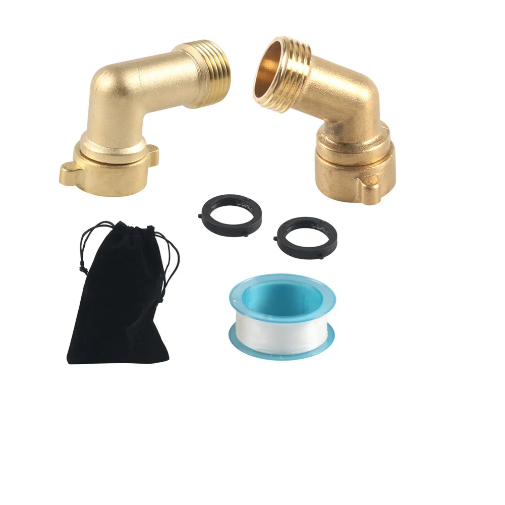 2 Pack Garden Hose Elbow Connector 90 Degree And 45 Degree Brass Water Hose Adapter 3/4