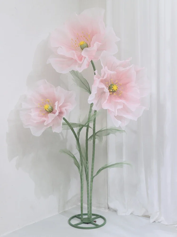 180 cm Zijden Klaproos Kunstbloemen Bruiloft Decoratie Bruiloft Weg Lood Bloem Etalage Party Garden Home Decoratie