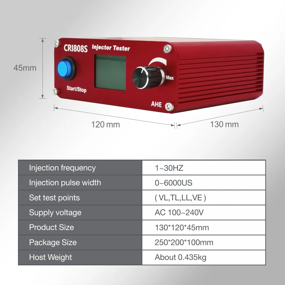 Cri808s pulse pressure test common rail injector tester - portable automotive diagnostic with bluetooth wireless control