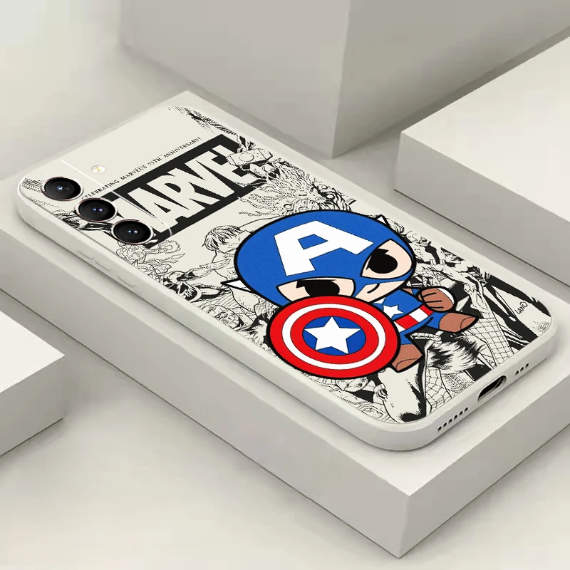 마블 로고 스파이더맨 삼성 갤럭시 S24 S23 S22 S21 S20 울트라 S10 플러스 S23 S21 S20 FE 휴대폰 케이스, 액체 실리콘 백