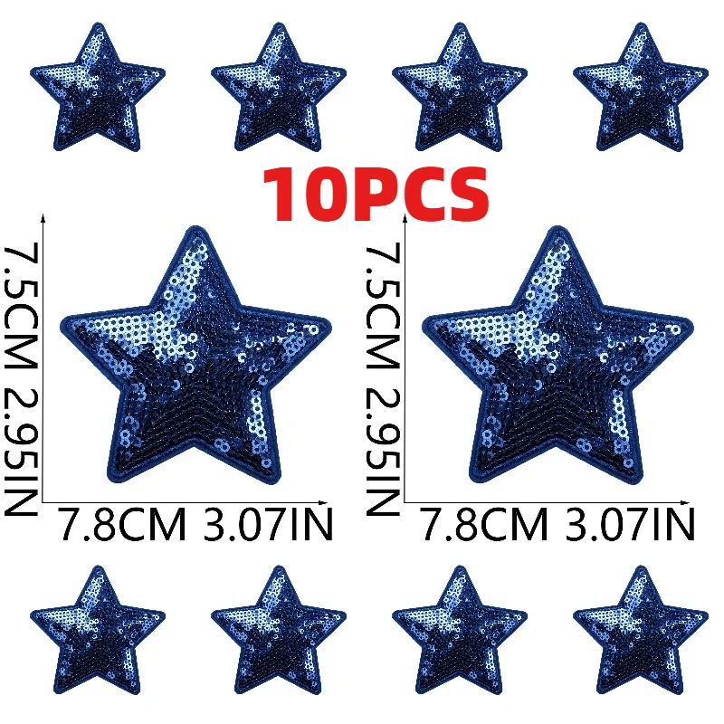 10PCS Wholesale Blue Game Day Bow Embroidery Patches Cheerleader Lightning Love Star Design Iron On For DIY Clothing