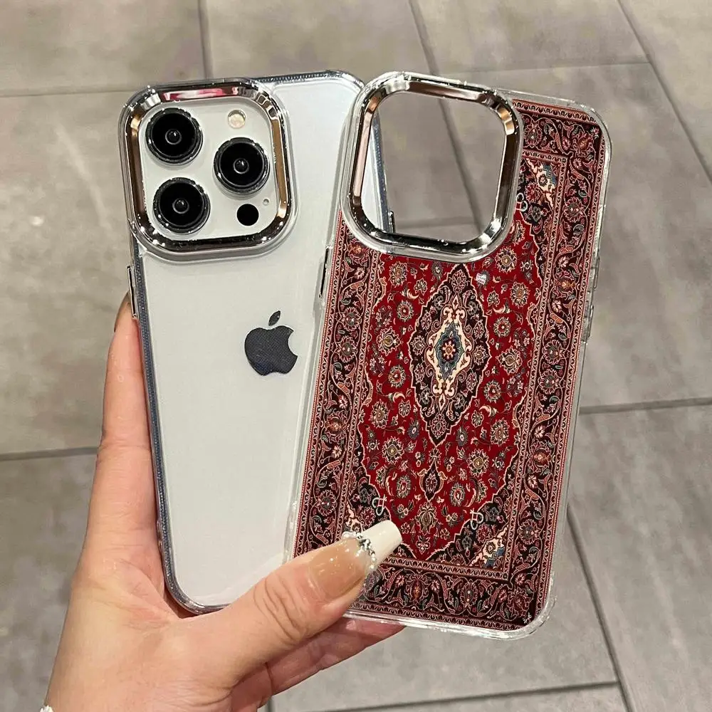 Persian Carpet Style Popular Transparent Phone Case For iPhone 17 Air 16 15 14 13 12 11 Pro Max X XR XS 16 Plus Anti Black Soft - view 3