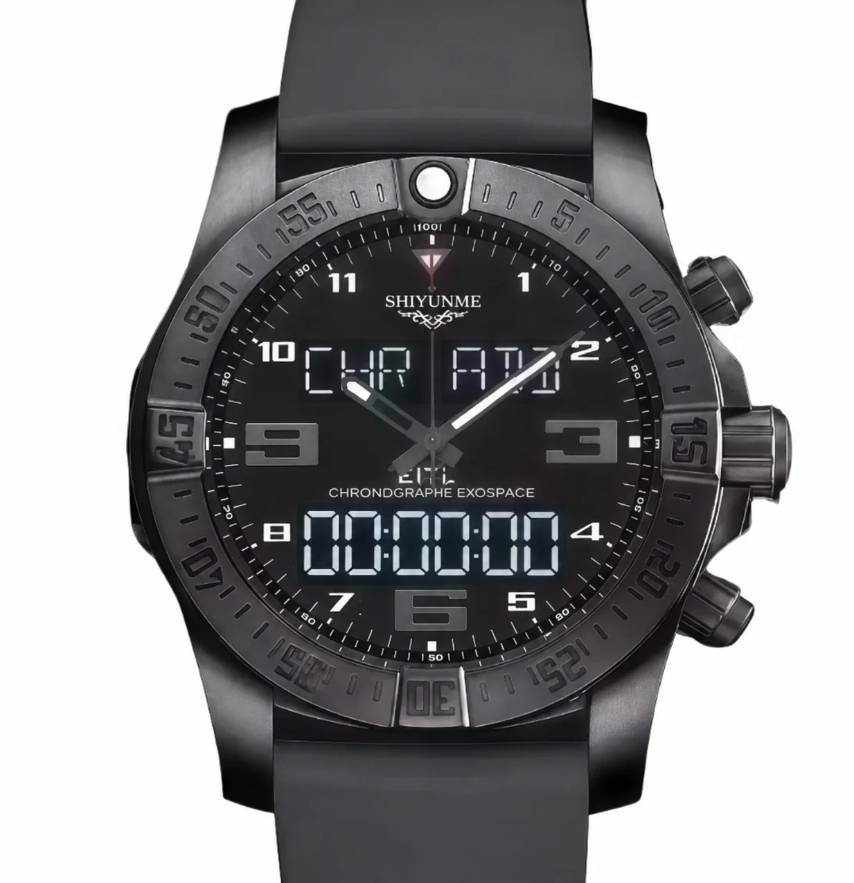 46MM Unisex Sports Quartz Watch with World Time, Water-Resistant, 904L Stainless Steel Dial