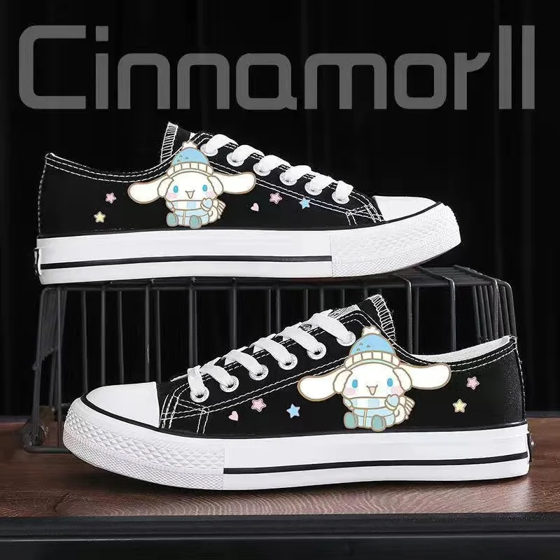 Sanrio My Melody Shoes Cinnamoroll Kuromi Low Top Canvas Shoes Women Casual Couple Shoes 2024 Spring/Summer New Lolita Sneakers