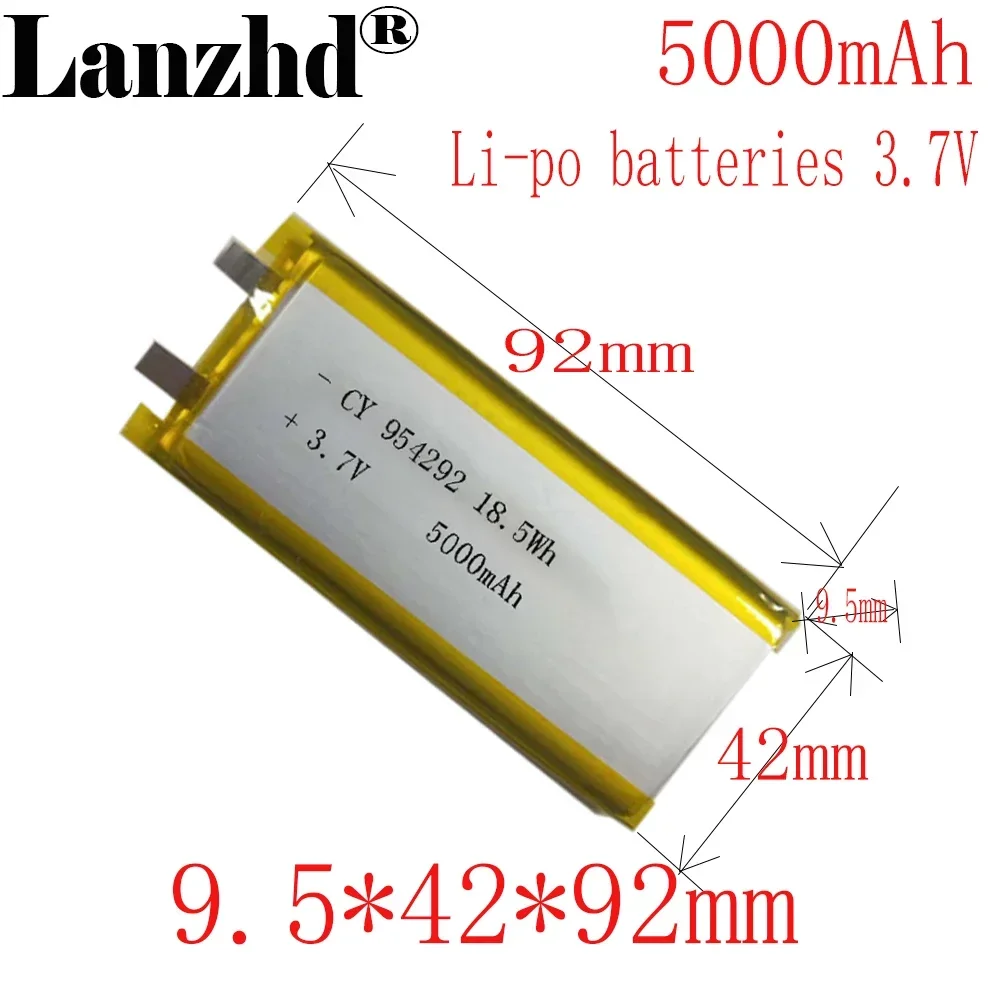 

1-12PCS Li ion batteries 3.7V 5000mAh lithium-ion Li polymer battery For mobile power charge treasure tablet pc BANK GPS 954292