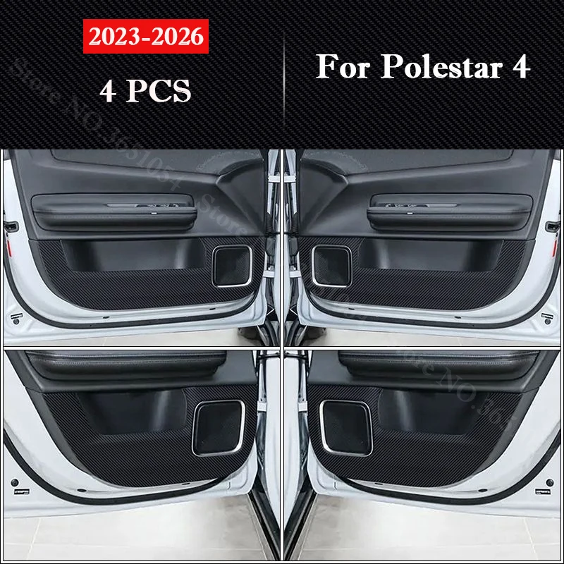 For Polestar 4 2023-2026 Car Door Anti-kick Pad PU Leather Interior Protection Pads Anti-dirty Decor Sticker Auto Accessories