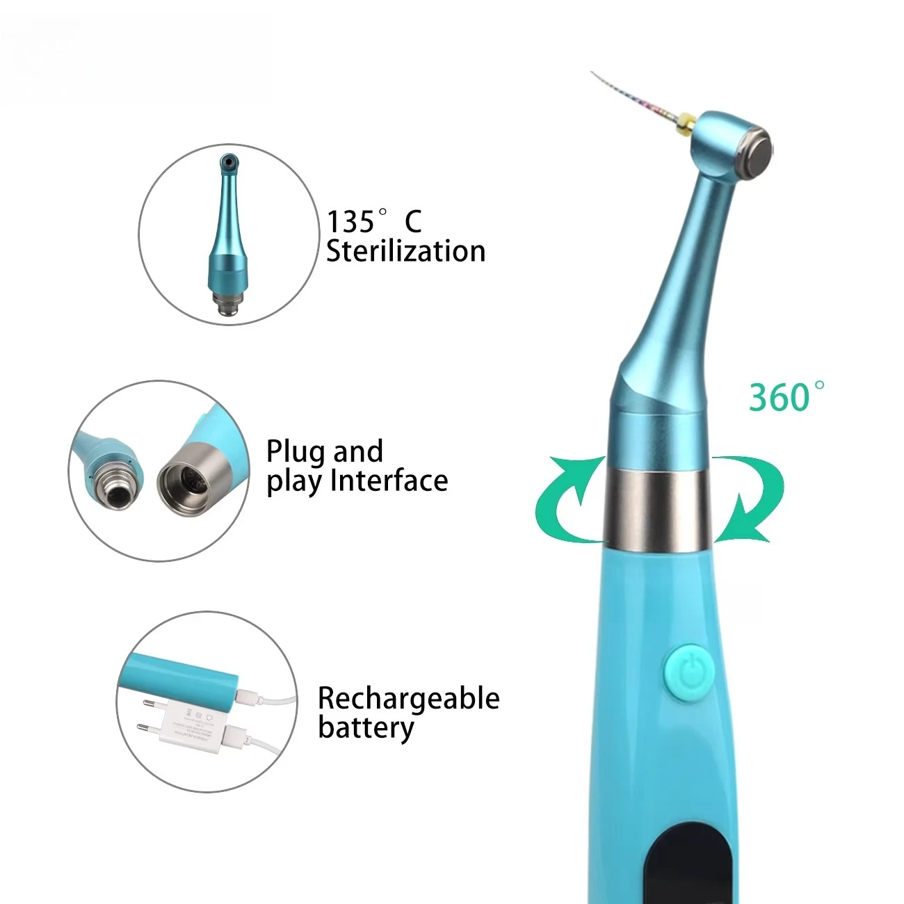 Wireless Endo Motor 16:1 Reduction Contra Angle Endodontic Treatment Root Canal Therapy Dentist Lab Equipment
