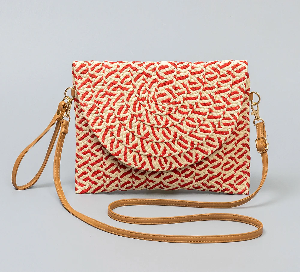 New Luxury Handbag Small Fresh Purple Underarm Woven Bag Crescent Single Shoulder Solid Straw Women's Beach Tote DIY 2023
