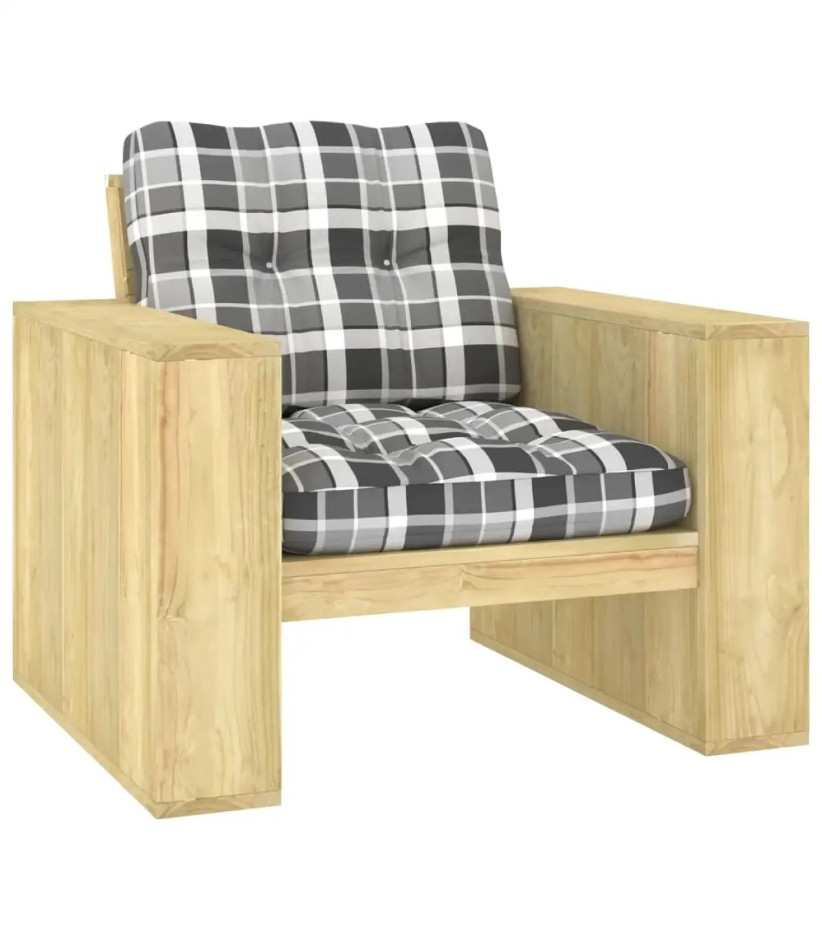 Garden chairs garden chair and gray plaid cushions pine wood impregnated