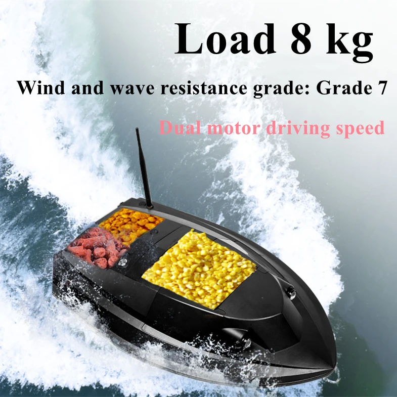 RC Fish Bait Boat, 3 Hoppers, controle remoto, GPS