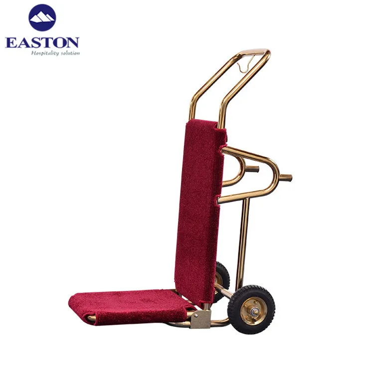 Hot Steel Metal Trolleys 5 Star Hotel Lobby Luggage Cart For Hotel And Resort