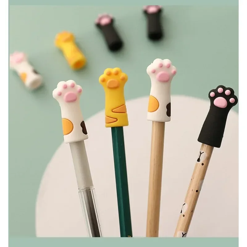 1pcs Cute Cat Paw Pencil Cap Set Silicone Soft Touch Pen Cover for Multiple Shape Stationery School Student Office Supplies Gift