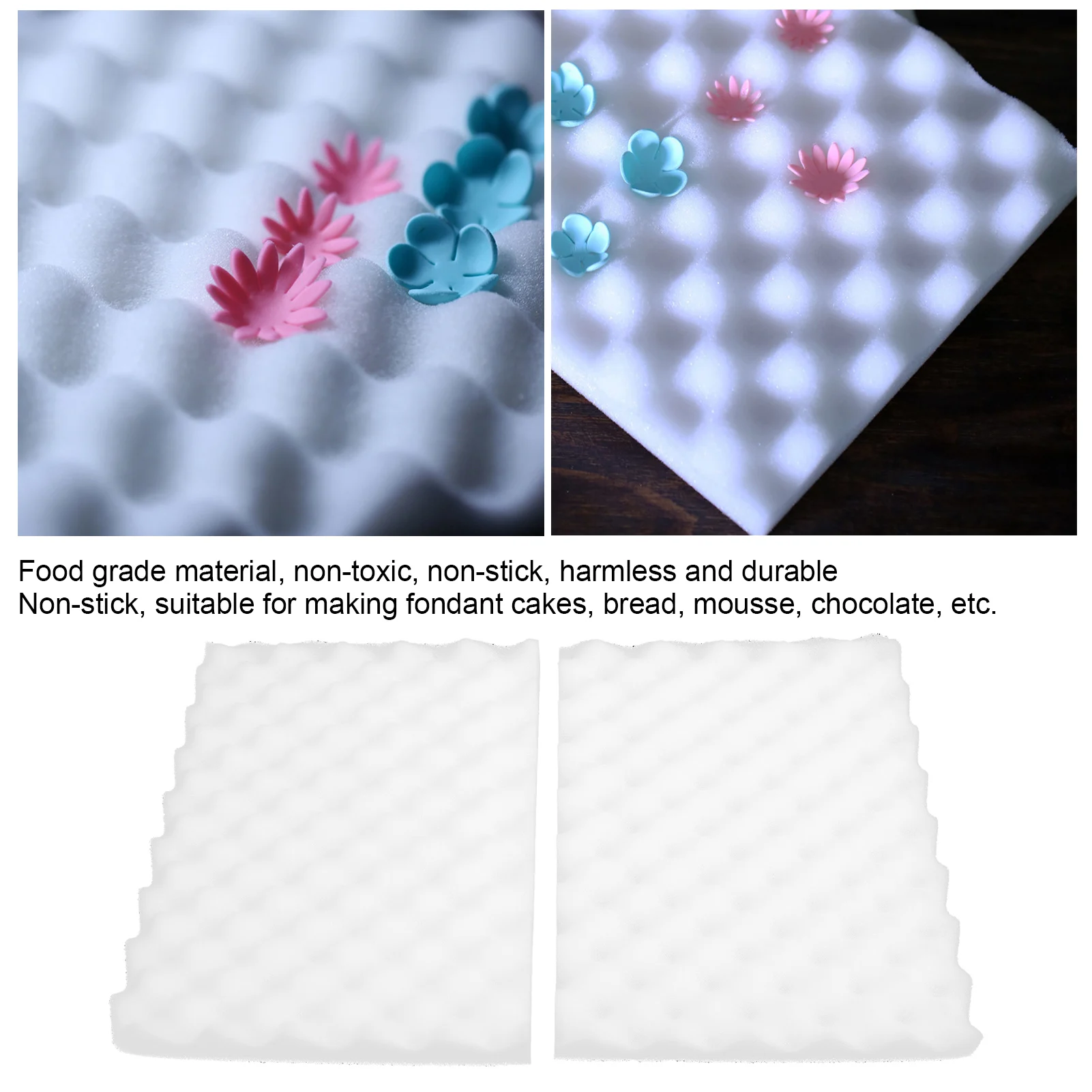 2Pcs Foam Drying Pads Sponge Mats Cake Fondant Sugar Flower Tool Mold Mat Shaping Sponge Pad Gum Paste Mold Bakeware Tools