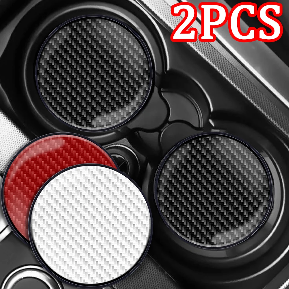 Carbon Fiber Pattern Anti Slip Car Cup Coaster, inserir almofadas para a maioria dos copos, decoração interior do veículo, acessórios