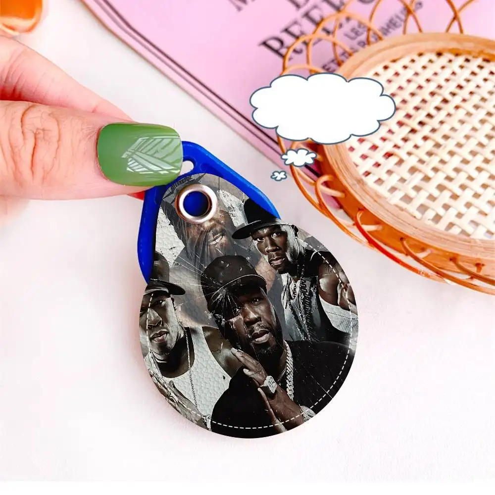 50 سنت أمريكي ضرب البوب الهيب هوب 1 قطعة حامل بطاقة جلدية مع حلقة رئيسية قطرة الماء على شكل مفتاح سلسلة المفاتيح قفل الباب الملحقات