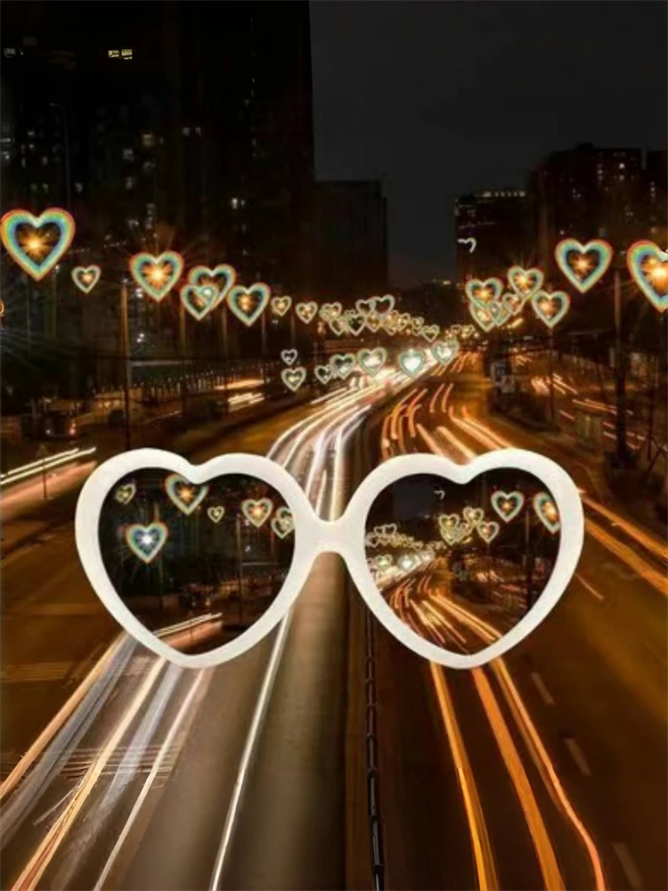 Two-piece Pc Love Glasses Night Lights Change Love Special Effects Glasses Romantic Confession Online Celebrity Fashion Mirror.