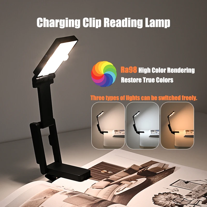 

Зарядная лампа-прищепка для чтения, маленькая лампа, перезаряжаемая лампа для защиты глаз, беспроводная лампа, портативная, для офисного освещения