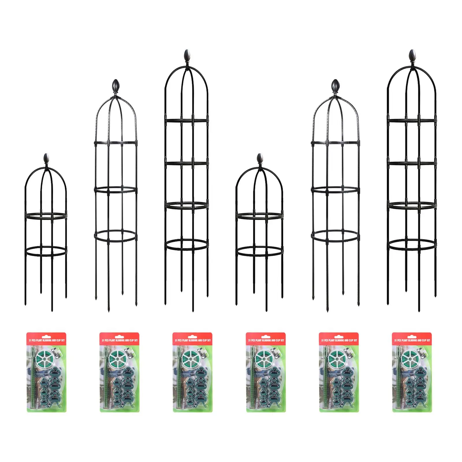 Jaulas de soporte para plantas de enrejado de obelisco de jardín, soporte para plantas, marco de escalada de jardinería multiusos para macetas, rosas, plantas trepadoras