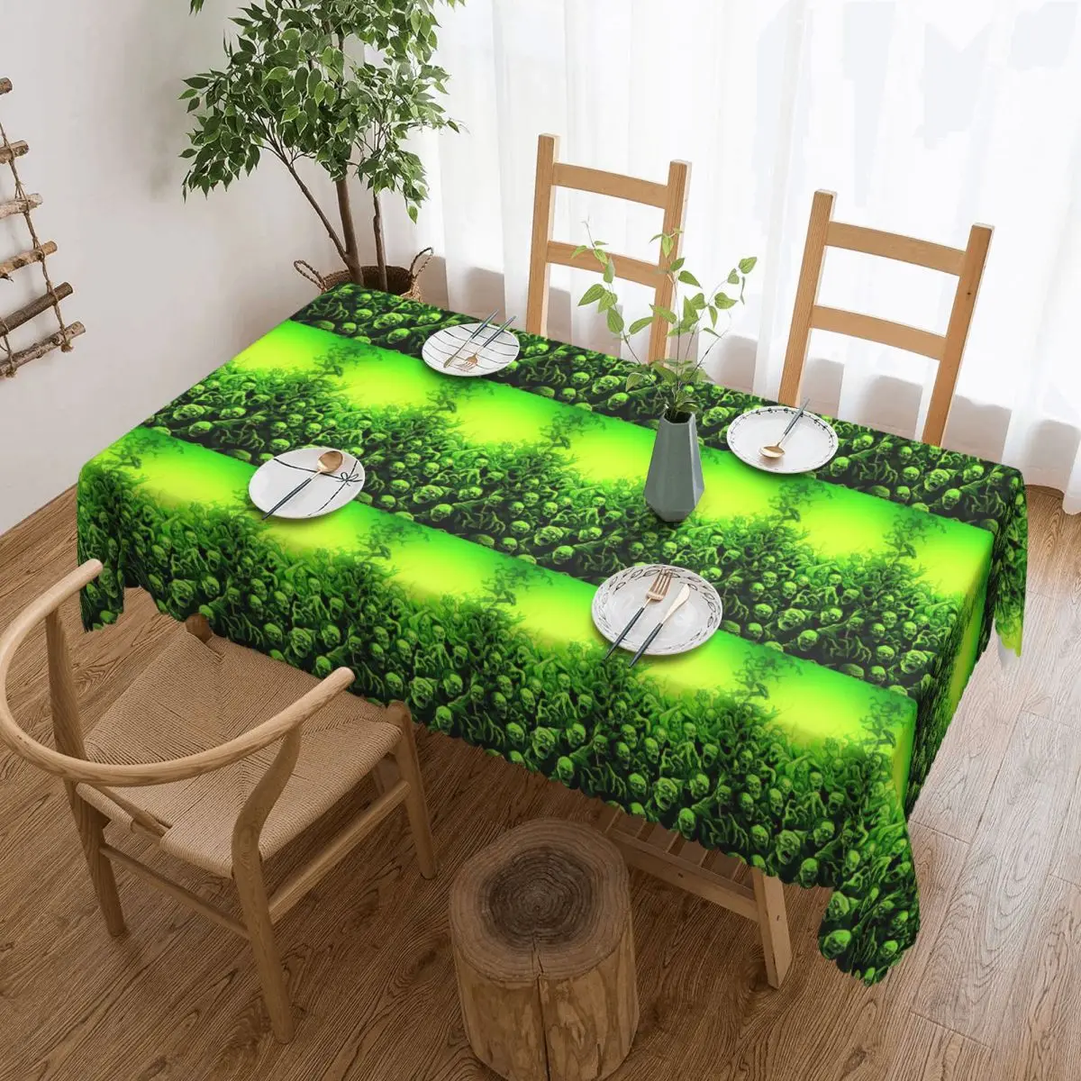 Ghost Skull Luminous Horror Night Halloween Tablecloth Restaurant Kitchen Rectangular Tablecloth Festival Outdoor Table Cover