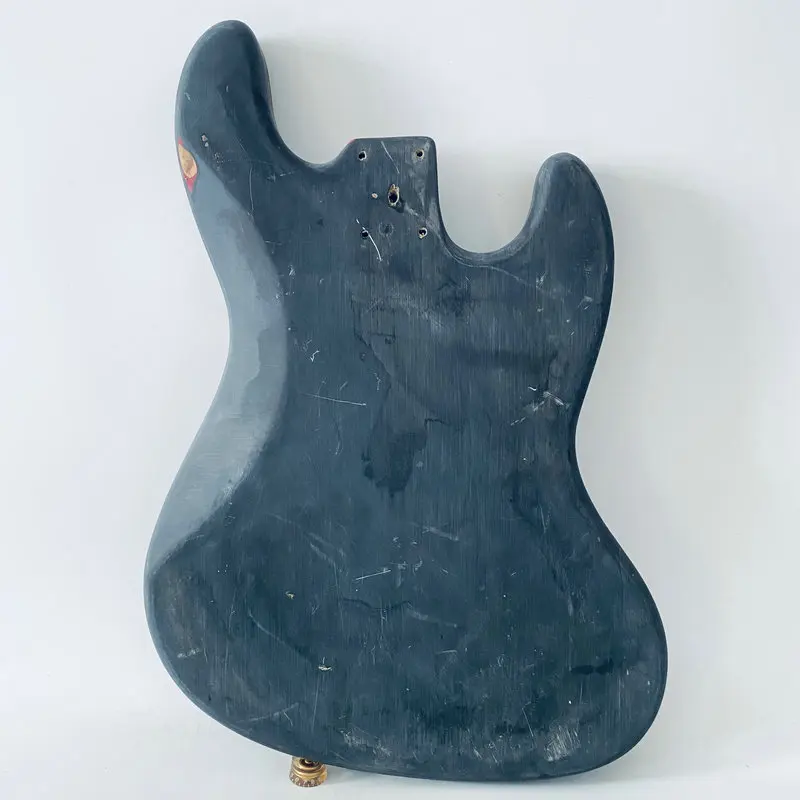 AB058 Left Hand Version Jazz Bass Body Black Color Solid Basswood with Damages and Surface Dirty  JB Pickups for DIY view 5