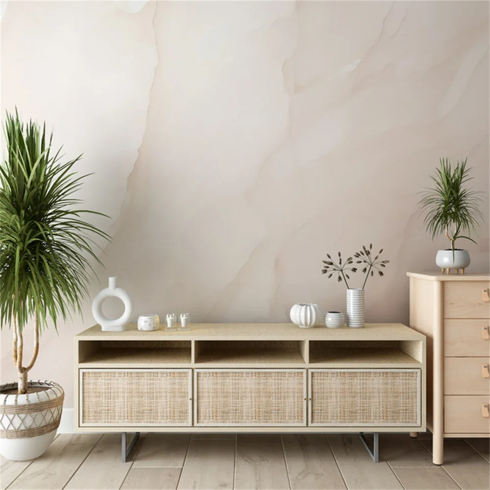 Milofi custom 3D printed imitation marble wallpaper, pink beige wallpaper mural