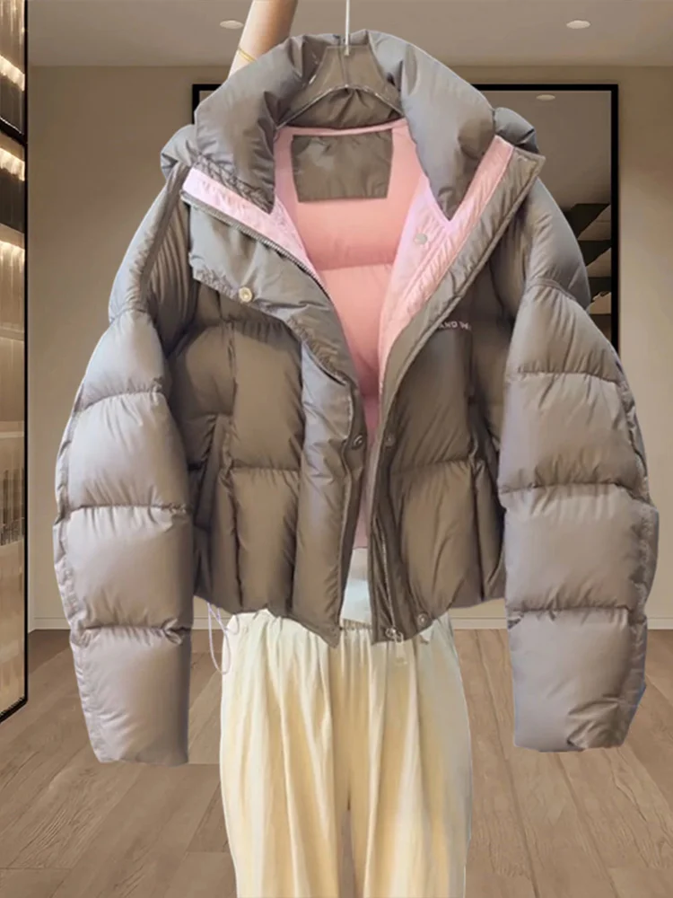 

Женская утепленная зимняя куртка-пуховик свободного кроя с эффектом объема, теплая хлопковая верхняя одежда в корейском стиле на молнии