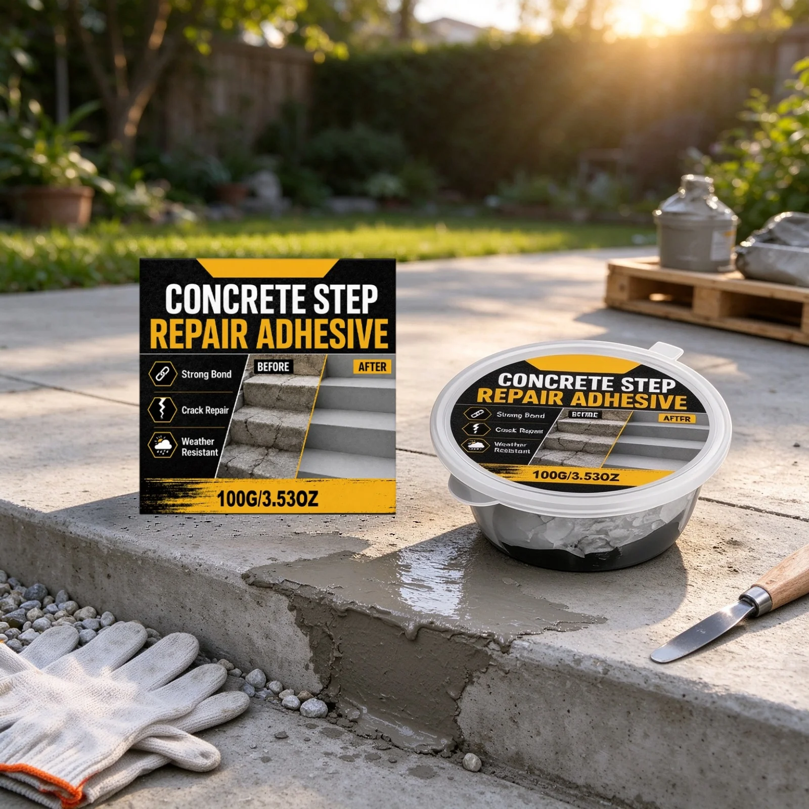 Concrete Repair Adhesive Stairs Walkway Step Repair Floor Crack Filler Waterproof High Strength Strong Crack Repair Paste 1 Set